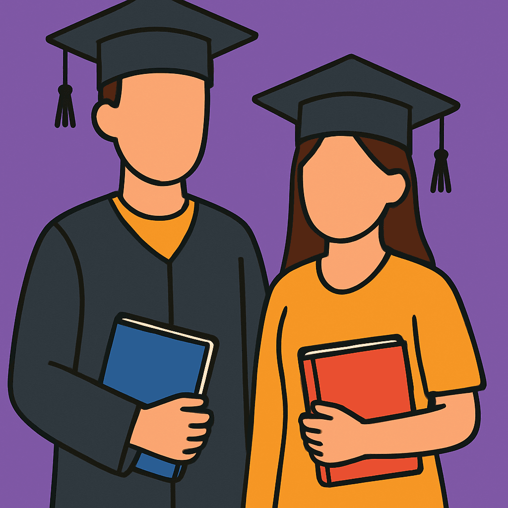 Graduating students illustration